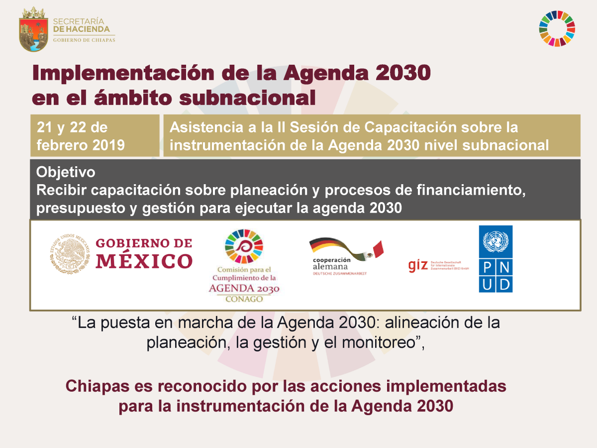 II Sesión de Capacitación sobre la Instrumentación de la Agenda 2030 a nivel Subnacional